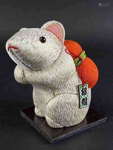 Japanese Figurine of a Mouse with Bag, Blessing