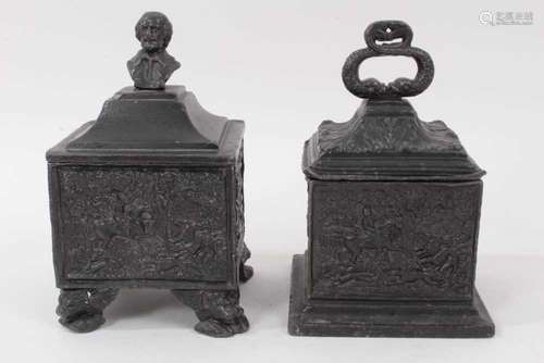 Two 19th century lead tobacco boxes