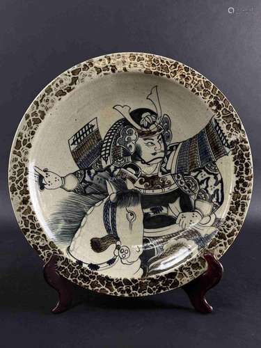 Japanese Porcelain Charger Samurai on Horseback