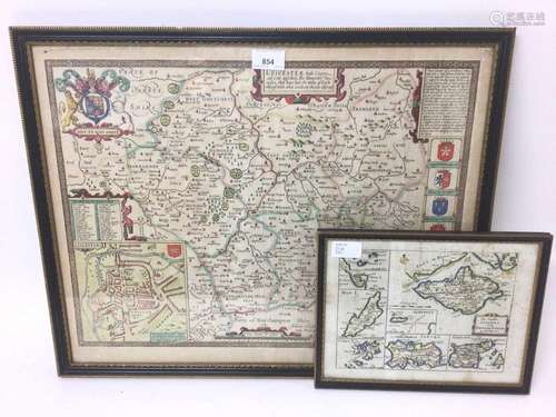 John Speede - map of Lincolnshire and a small 18th century m...