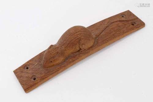 Carved oak furniture mount, in the manner of Robert Mouseman...