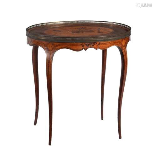 A George III mahogany and marquetry inlaid oval occasional t...