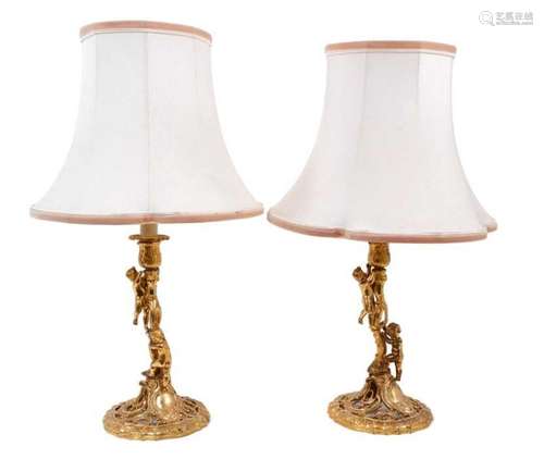 Pair of good quality ormolu candlesticks converted to table ...