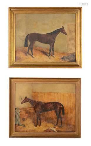 Follower of Harry Hall, A study of a horse in a stable, a se...