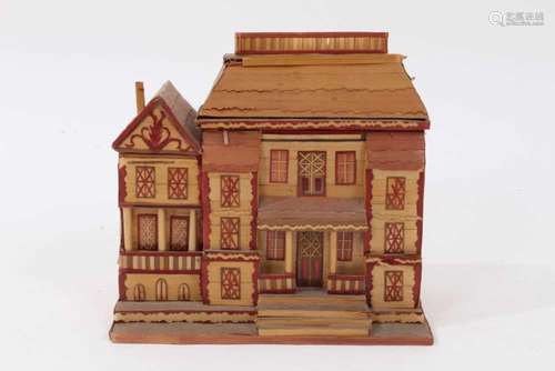 Unusual 19th century straw-work model of a house