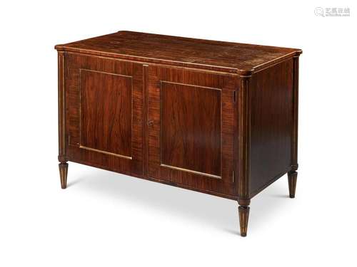 Y A hardwood, probably rosewood, and brass mounted side cabi...