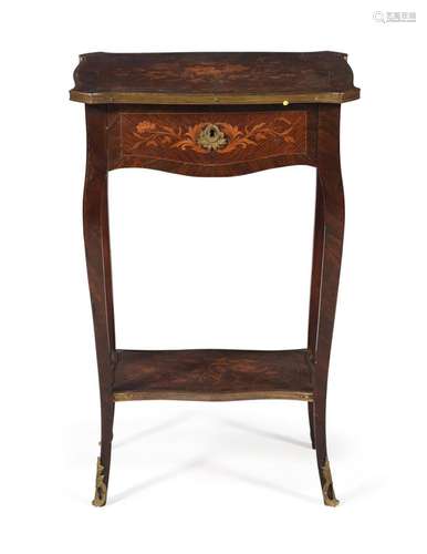 Y A rosewood and floral marquetry table with gilt metal moun...