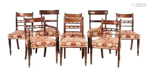 A set of eight Regency mahogany dining chairs