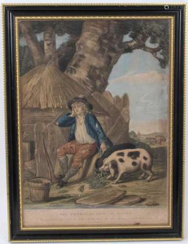 Late 18th century coloured aquatint depicting The Prodigal S...