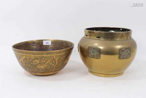 Chinese bronze bowl, together with a Japanese bronze bowl