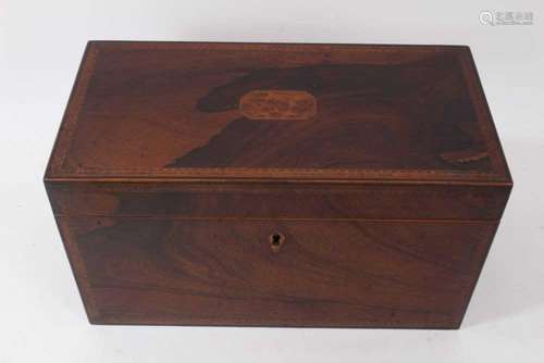 Regency rosewood and inlaid tea caddy, with hinged cover enc...