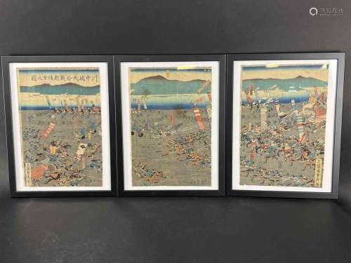 Japanese Woodblock Triptych, Utagawa Sadahide