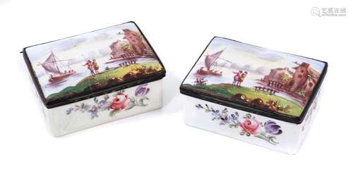 Pair of 19th century enamel snuff boxes