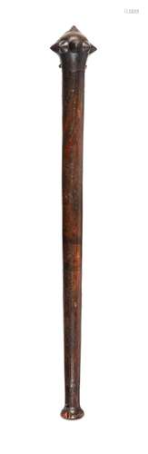 An oak and iron mounted mace or cudgel