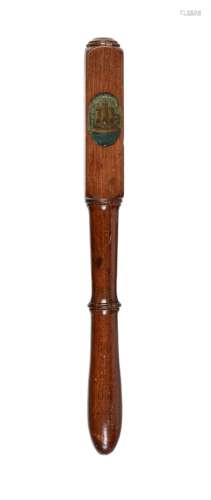 An oak four-sided baluster and square section truncheon