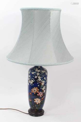 Japanese cloissone enamel vase, converted to a table lamp