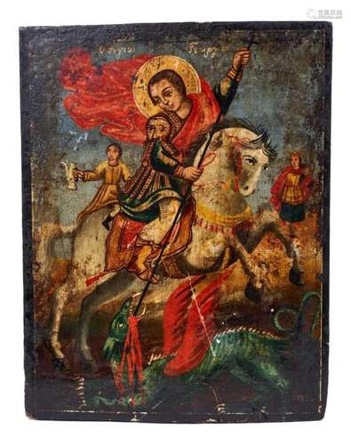 Antique Greek icon of St George