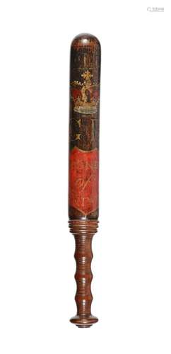 A George IV painted wood truncheon