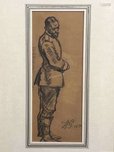 Pencil Drawing of a Gentleman Signed H.P. 1870