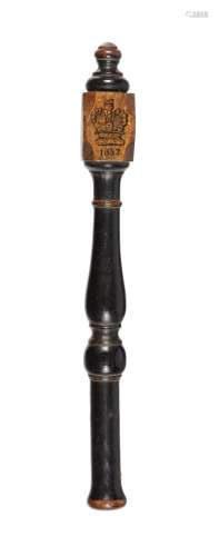 A William IV carved wood and dated West Country truncheon of...
