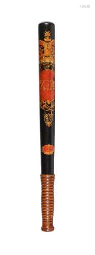 A Scottish Victorian painted and turned wood truncheon