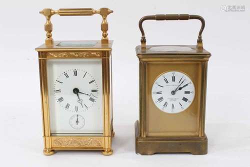 Two brass carriage clocks