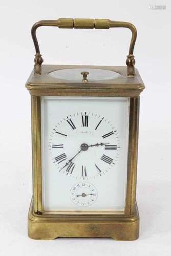 Late 19th / early 20th century brass carriage clock with ala...