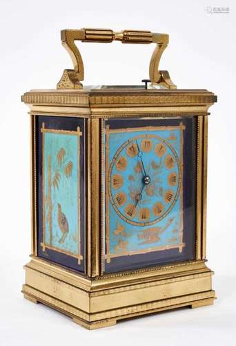 A late 19th century carriage clock retailed by Hunt & Ro...