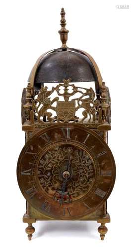 19th century brass lantern clock with pendulum