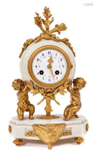 19th century French alabaster mantel clock