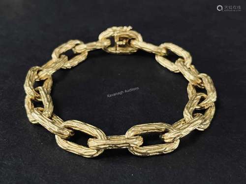 18K Gold Mid Century Brutalist Chain Link Bracelet