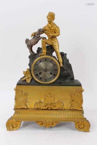 19th century Continental ormolu figural mantel clock