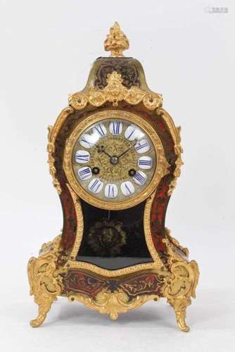 19th century boulle bracket clock, the brass inlay with red ...