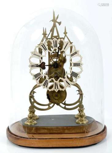 Victorian skeleton clock with single fusee movement, anchor ...