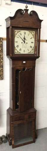 19th century 8 day longcase clock with painted square dial b...