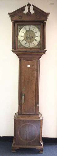 18th century oak longcase clock with brass square dial and 8...