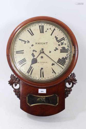 19th century drop dial wall clock by Knight of Dunmow, Essex