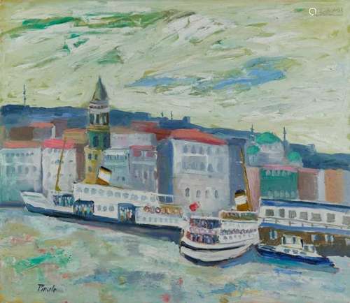 *John Hanbury Pawle (1915-2010) oil on board- The Galata Tow...