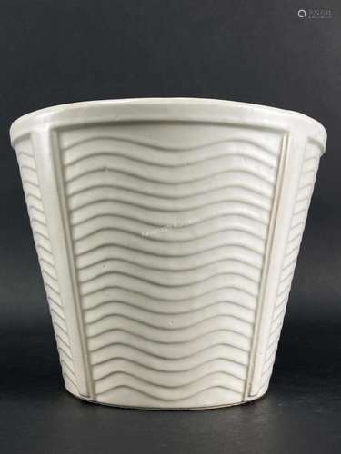 Rare Art Deco Cream Wave Stripe McCoy Planter