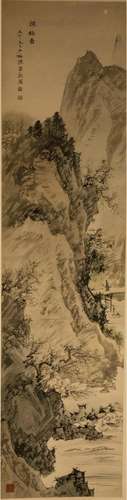 A CHINESE HANGING SCROLL OF A MOUNTAIN LANDSCAPE