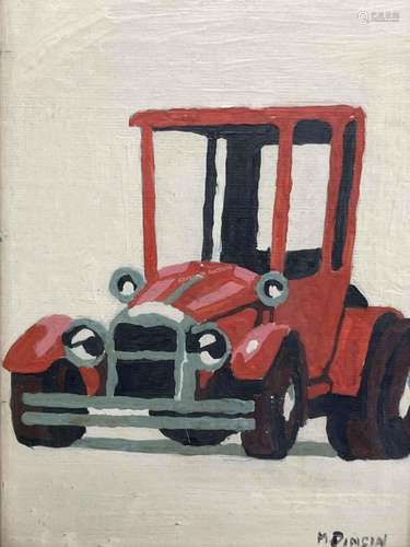 Antique Model T Ford Oil Painting signed M. Pinsin