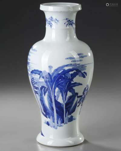 A CHINESE BLUE AND WHITE FIGURATIVE VASE, QING DYNASTY