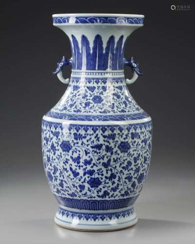 A MASSIVE CHINESE BLUE AND WHITE 'LOTUS SCROLL' VASE...