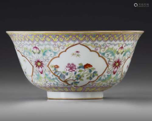 A CHINESE FAMILLE ROSE 'FLOWERS' BOWL, 20TH CENTURY
