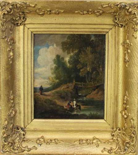 Attributed to James Arthur OConnor oil on panel, figures in ...