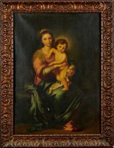 After Murillo, Italian School oil on canvas - The Madonna an...