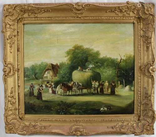 Early 19th century English School oil on canvas- pastoral ha...