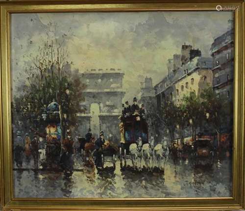 Johnny Gaston (b. 1955) oil on canvas board- Parisian scene ...