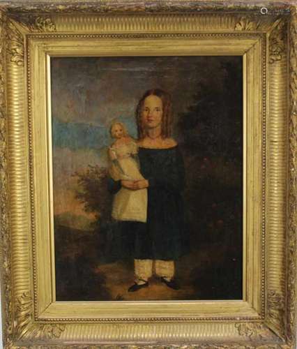 Early 19th century English School naive oil on canvas- child...