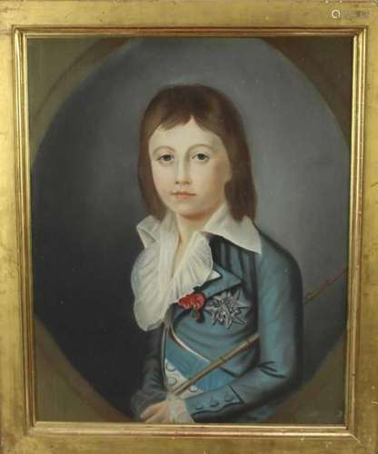 Early 19th century French School pastel portrait- boy wearin...